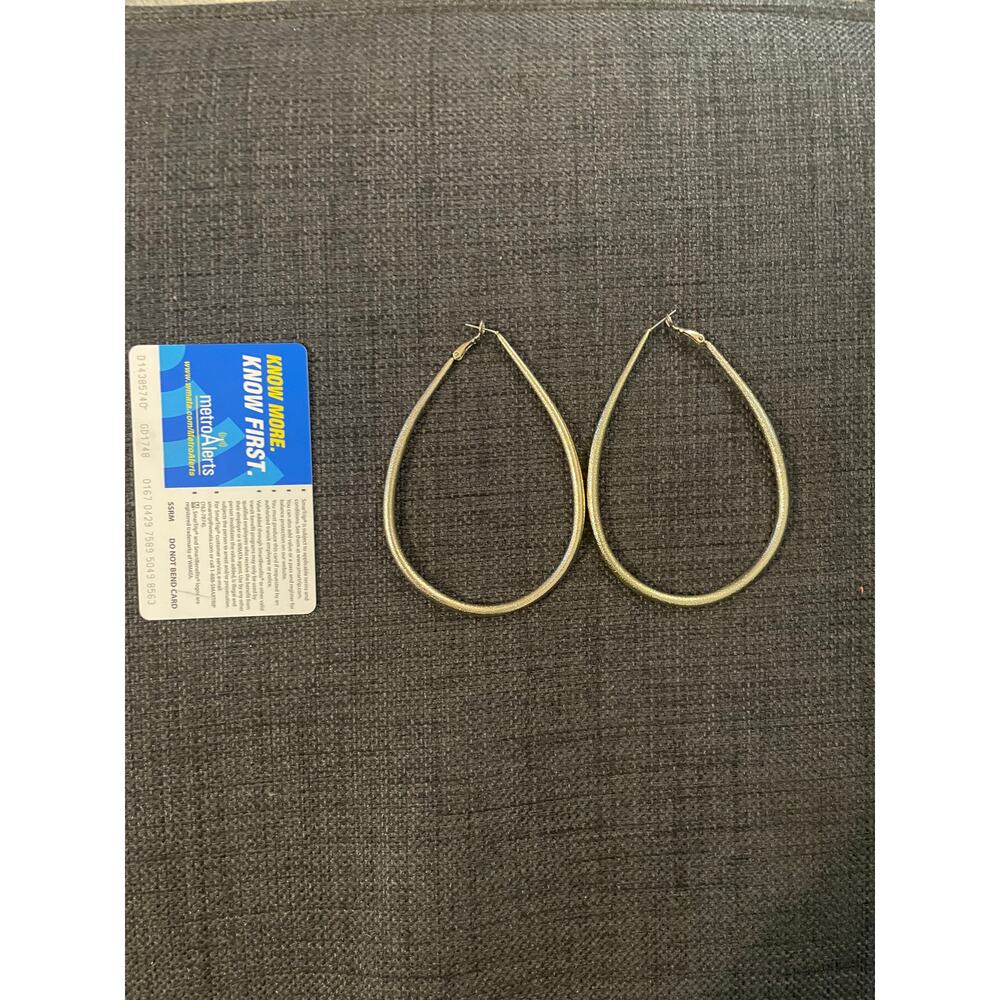 Large Gold Teardrop Hoop Earrings | Statement Hoops - Picture 3 of 3